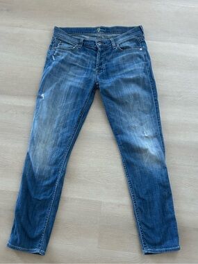7 For All Mankind Men's Medium Blue Slim Straight Jeans